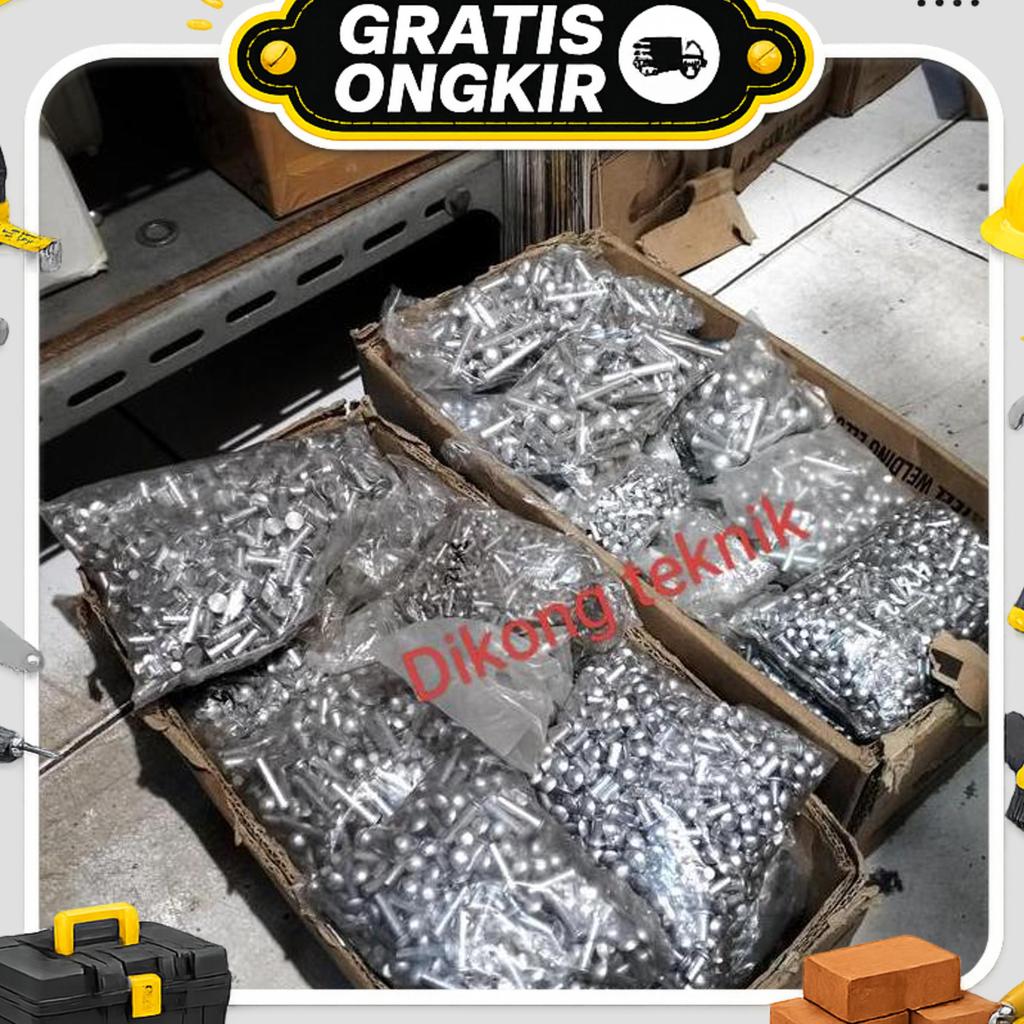 Paku Keling Alumunium M4 X 10Mm-Paku Keling 4Mm Panjang 10Mm (1000Pcs)