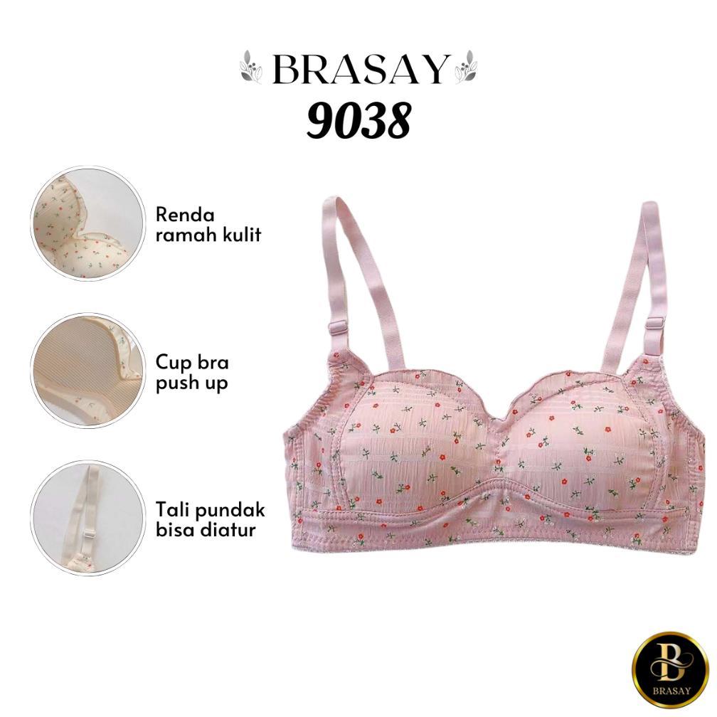 DISKON Brasay Bra Push Up Tanpa Kawat Wanita Sport Korea Flower Fashion Bralette 9038 KEKINIAN