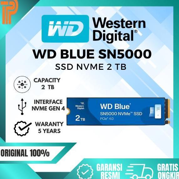 WD Blue SN5000 2TB SSD M.2 Pcie Gen4 Nvme 2280 Garansi Resmi 100% ORIGINAL