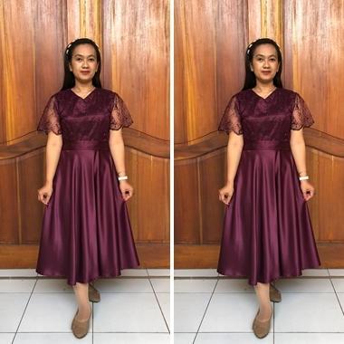 Discount Dress Kombinasi Brukat Payung Satin Mewah Xs-5Xl