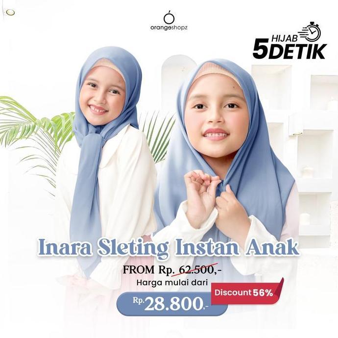 MIFASAVA - HIJAB INSTAN SLETING ANAK  / JILBAB SEGIEMPAT INSTAN ZIPPER ANAK MUSLIM KERUDUNG