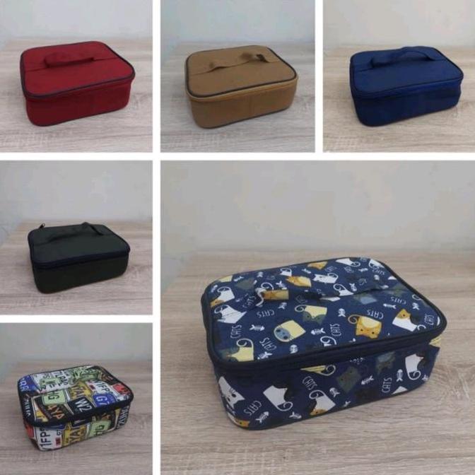 Lacha- Tas Bekal Kanvas Lucu Untuk Makanan Anak Dan Desa - Model Kotak Lunchbag Tas Bekal Makan Kota