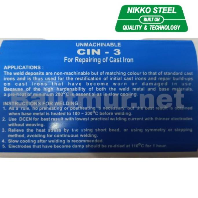 Grosir (1Kg) Kawat Las Nikko Cin3 3.2Mm X 300Mm - Kawat Las Besi Cor Ancuran