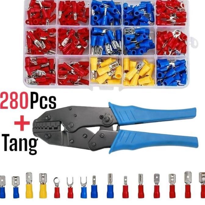 Murah Set Skun Terminal Gepeng Insulated Plus Tang Crimping Connector Male Female Skun Garpu U-Tipe 