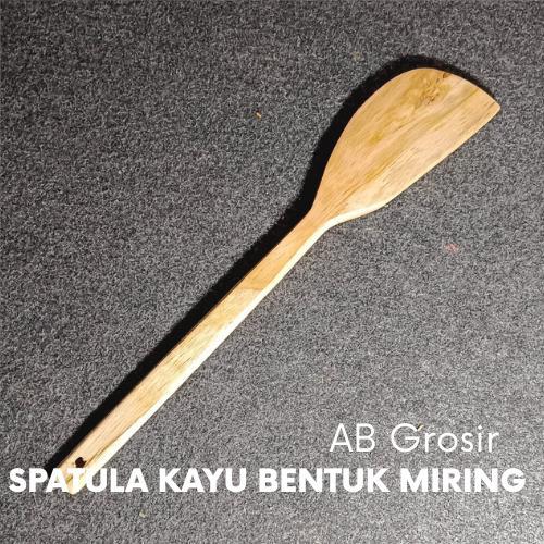 Spatula Kayu Sedang Miring / Irus Miring Kayu Jati Murah