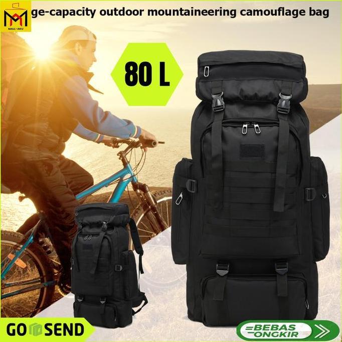 NEW TAS GUNUNG RANSEL TAKTIS MILITER HIKING CAMPING OXFORD WATERPROOF 80 L ORI