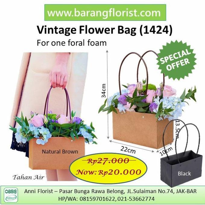 Vintage Flower Bag (1424), tas bunga, kotak bunga
