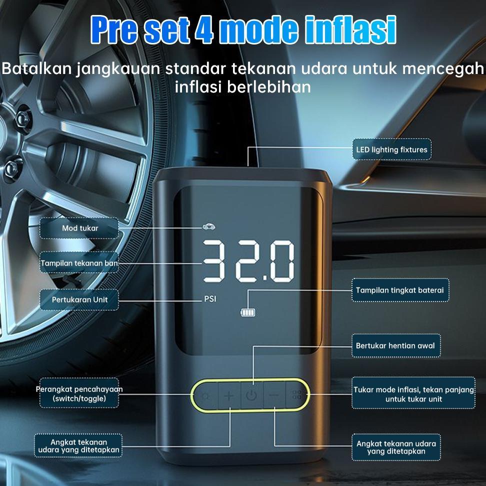 NEW DEALS POMPA BAN ELEKTRIK MOBIL MOTOR SEPEDA PORTABLE KOMPRESOR ANGIN MINI CAS USB BAN DIGITAL OT