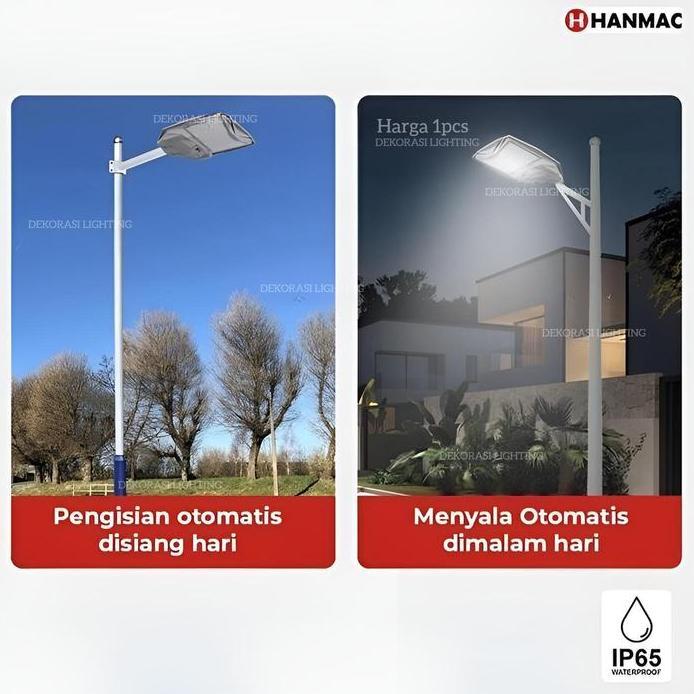 Lampu jalan solar cell led 300w 500w dimmable sensor gerak PJU taman tiang pagar dinding tenaga sury