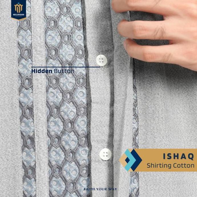 Asliori- Muslimadani Baju Koko Ishaq Regular Koko Desa Lengan Pendek Dan Lengan Panjang Bordir Kemej