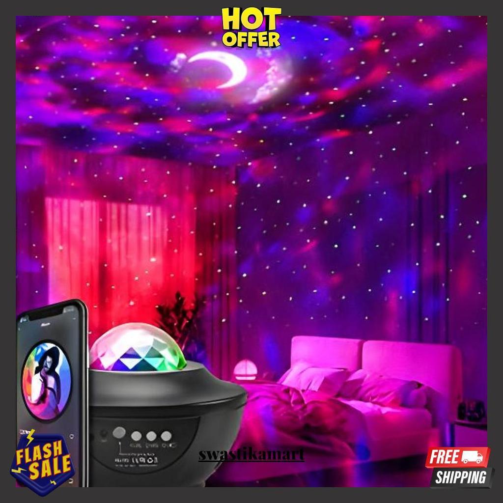 Lampu Tidur Aesthetic Bluetooth Music Proyektor Langit Astronot Bulan Bintang Galaxy Luar Angkasa He