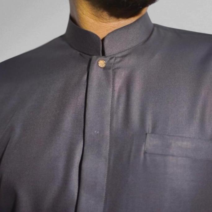 Asliori- Baju Koko Pria Koko Sultan Bahbus Formal Kancing Dalem Kantong Samping Manset