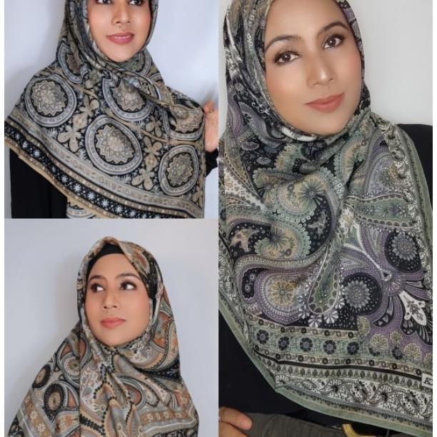 Kerudung Jilbab Hijab Turki Karaca Katun Motif Klasik 120X120