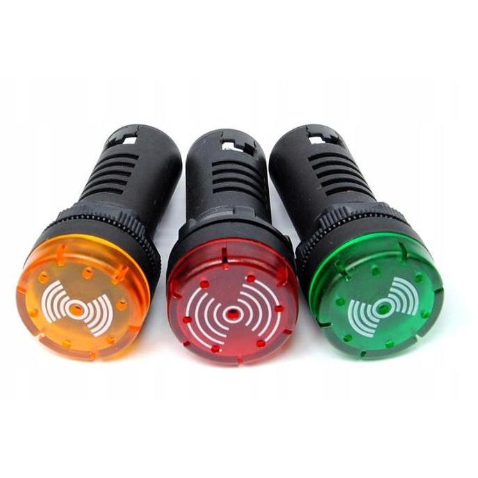 FLASH BUZZER 12V DC/AC AD16-22SM  LED LIGHT PILOT LAMP ALARM SIGNAL