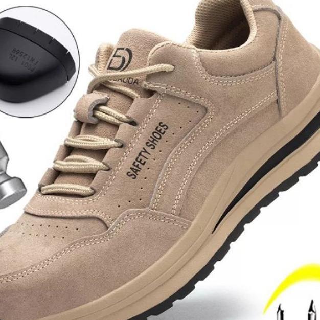 Sepatu Safety Casual Pria Dan Wanita Ujung Besi Bahan Kulit Sapi Asli
