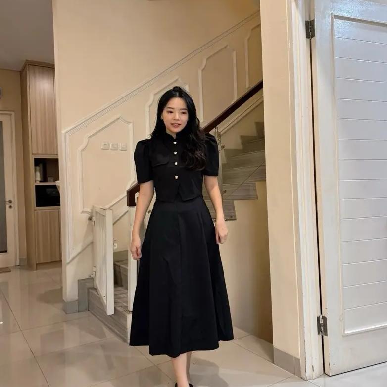 Diskont Lovind Grace Set Atasan + Blazer One Set Wanita Korean Style Rok Midi Elegan Baju Setelan Ke