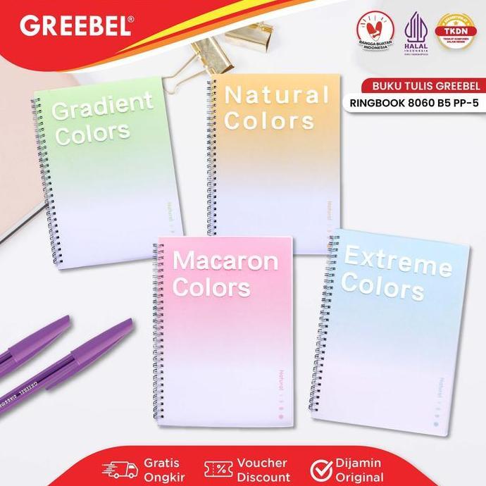 GREEBEL Ring Book / Buku Tulis / Agenda / Buku Catatan Spiral Note Book / Ring Book 8060 B5 PP-5 / 6