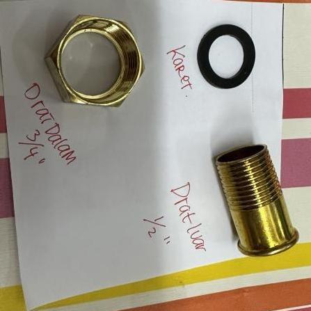 MUR DRAT DALAM 3/4" X DRAT LUAR 1/2" KUNINGAN MUR KOPLING PDAM KUNINGAN MUR KOPLING KUNINGAN SOK SOC