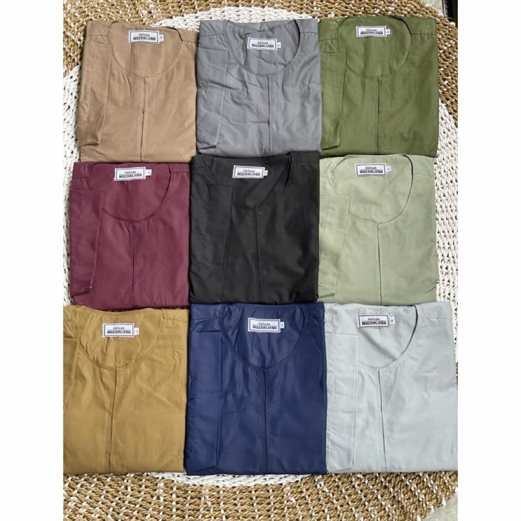 NEW DEALS Gamis Pria Oblong Jubah Lengan pendek Tanpa Kerah Doby Jubah Pria Dewasa