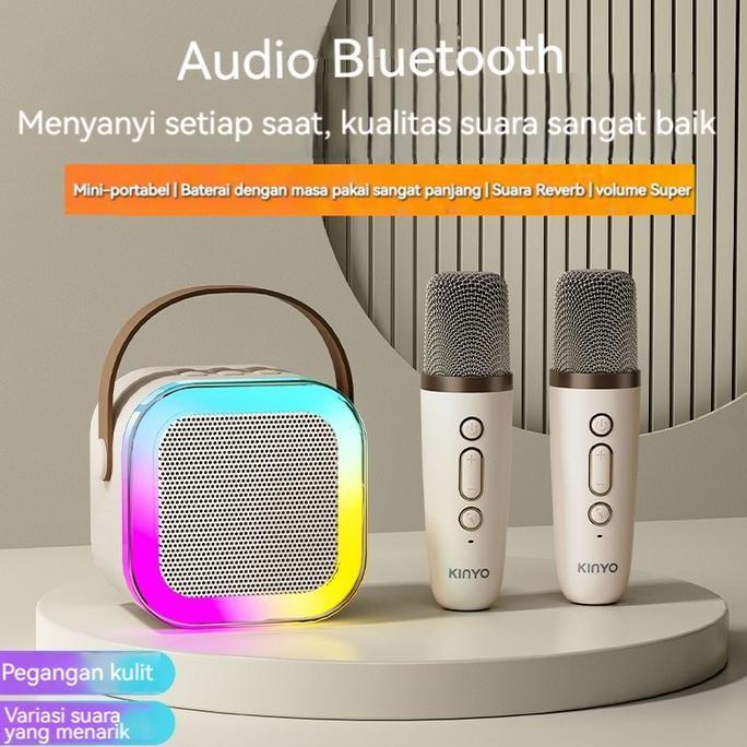 Promo Portable Bluetooth Speaker Karaoke - Mini Speaker Nirkabel Dengan 2 Mic, Ktv Outdoor, Mesin Su