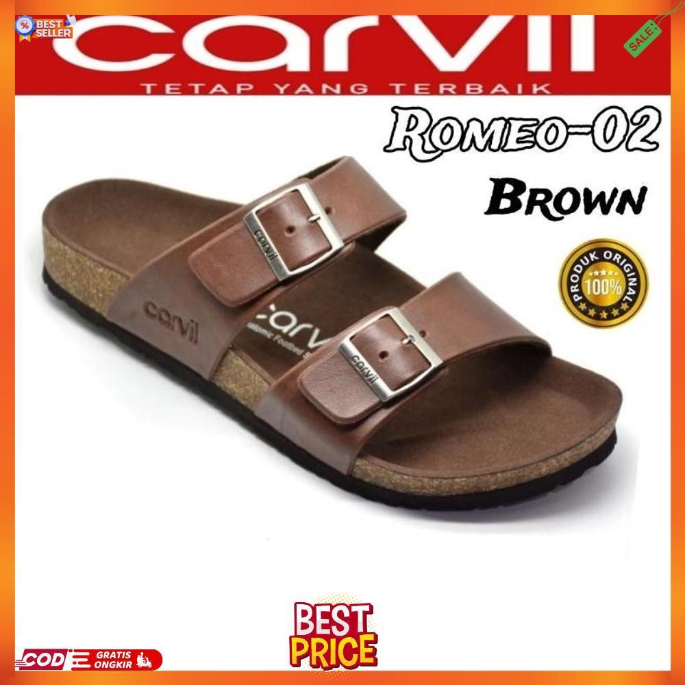 SANDAL CARVIL SELOP PRIA COWOK DEWASA CASUAL HITAM SENDAL FASHION KULIT SINTETIS PREMIUM SIZE 38/44 