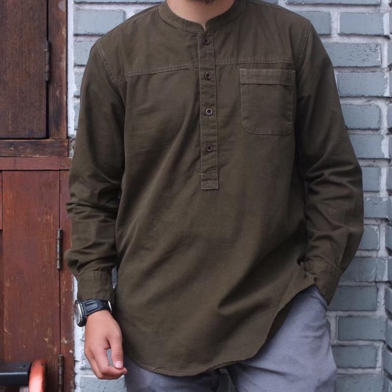 Super Deal Hmd_Official Baju Koko Pria Dewasa Lengan Panjang Terbaru Bahan Katun Baby Canvas