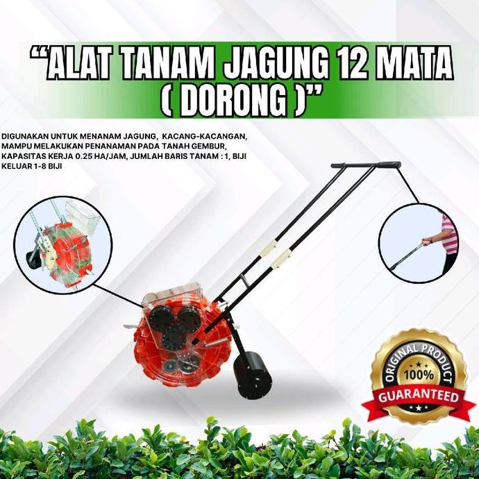 Alat Tanam Jagung Padi Kedelai Dorong-MARACO 12 Mata (Dorong) Besi Merah - MARACO (TERBAIK) (TERBARU