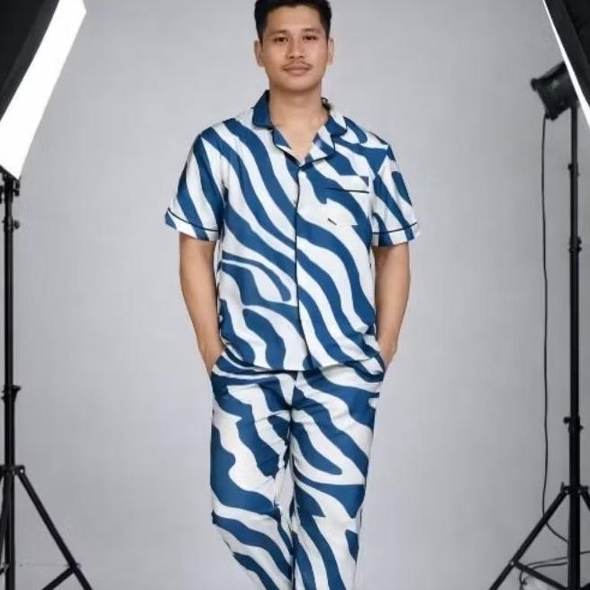 BESTPROMO Piyama 1 Set / Baju Tidur Motif Zebra Pria Wanita