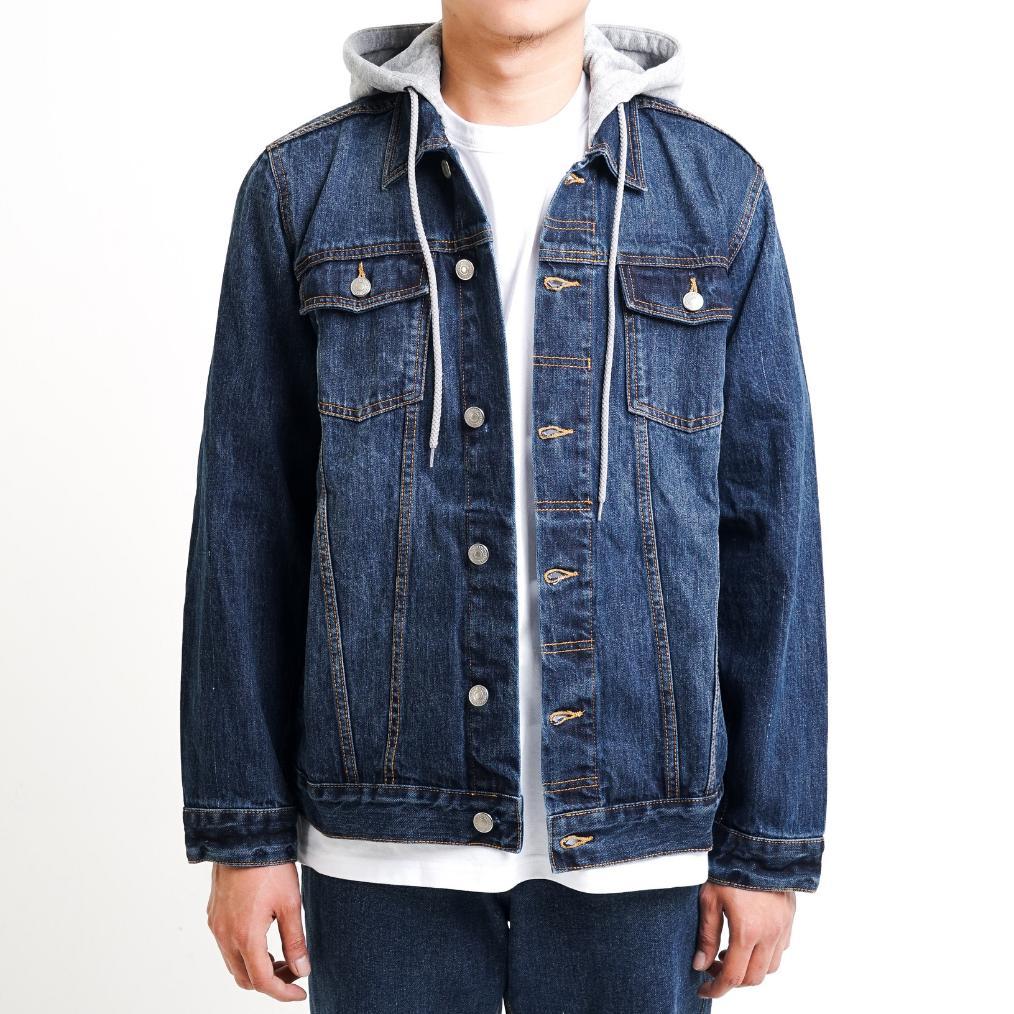 Premium Port Replay Jaket Jeans Pria Denim Hoodie Type Iii 13Oz