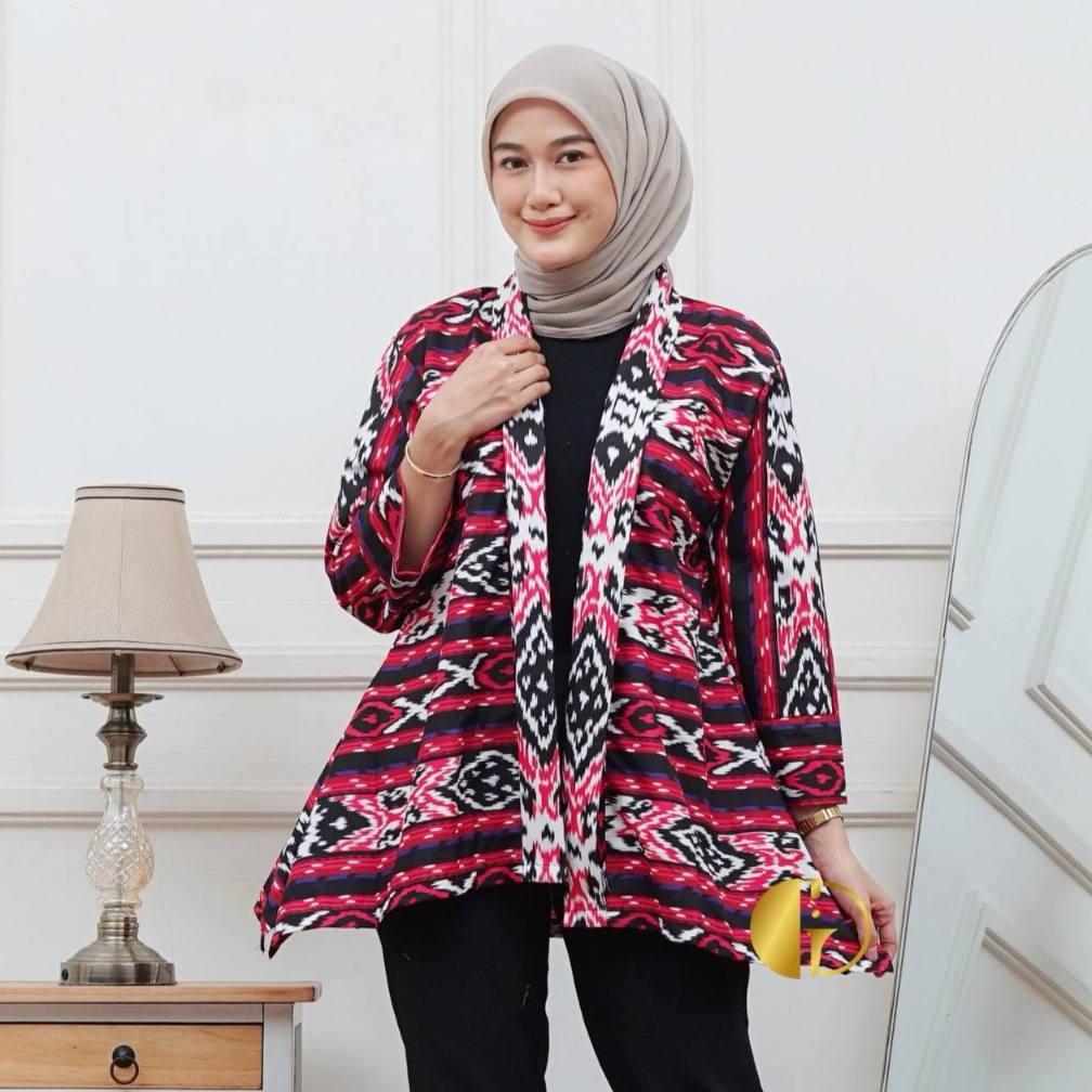 Berkualitas Granito.Id - Outer Sakura Batik Polimikro Kondangan Seragam Kerja / Formee Outfit / Leng