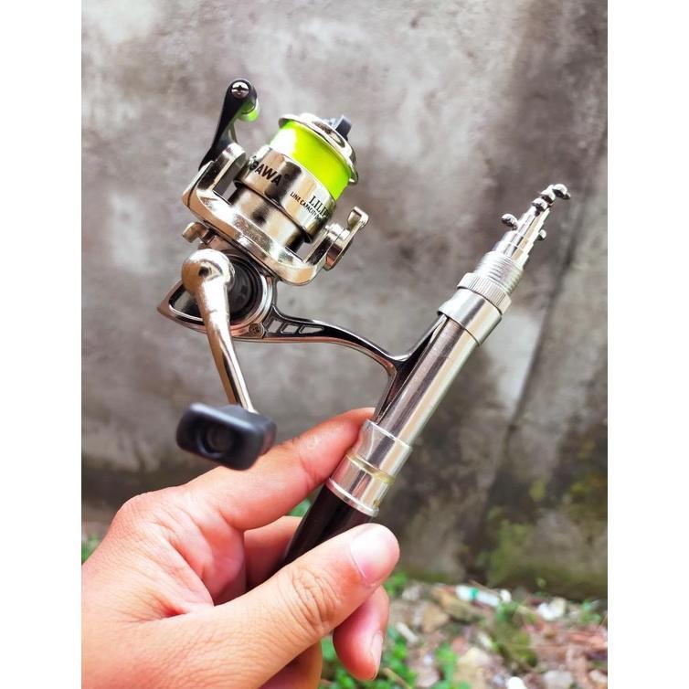 cuci gudang reel pancing ogawa liliput 100 mini reel metal body include senar reel kuat ultra light