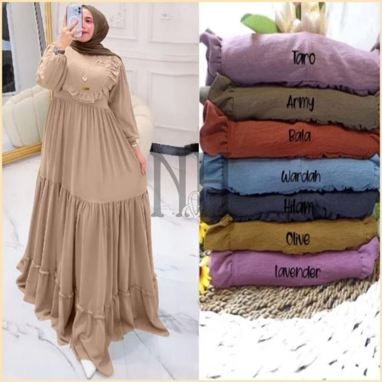 Promo Bulan Ini Gamis Rempel - Gamis Hitam Rempel - Gamis Jumbo Rempel Susun