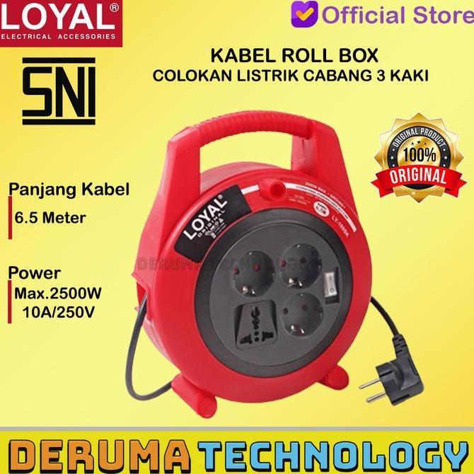 LOYAL LY-109SK KABEL ROLL BOX COLOKAN LISTRIK SAKLAR CABANG KAKI 3
