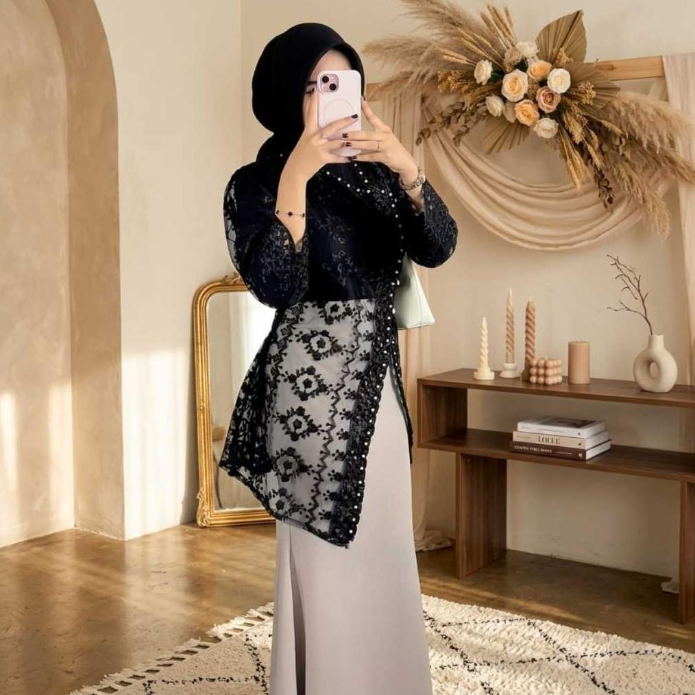 Outer Jasmine Brokat Full Payet Mutiara  / Outer Brokat Kondangan