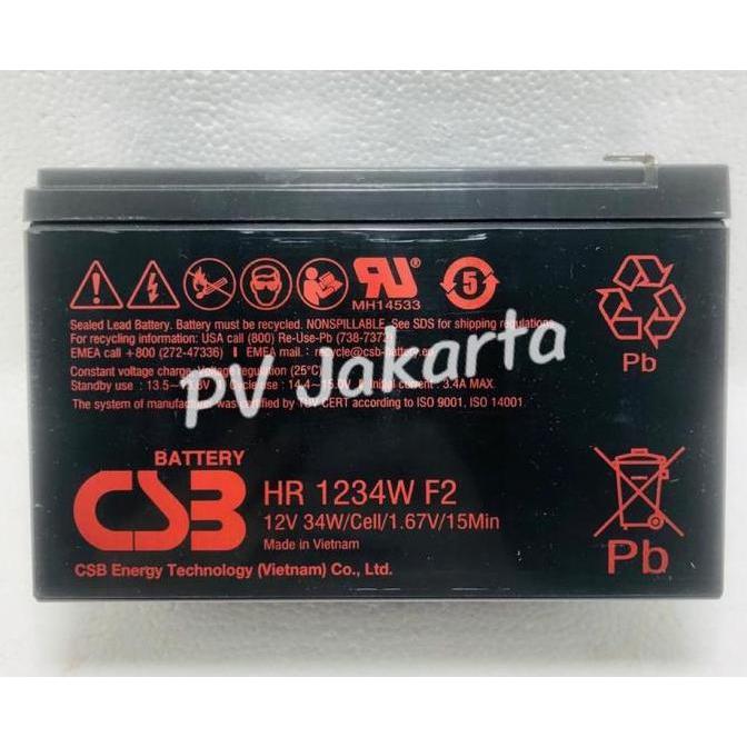 Aki Baterai CSB Hitachi 12V 9Ah HR1234W F2 - HR 1234W UPS APC HR 1234