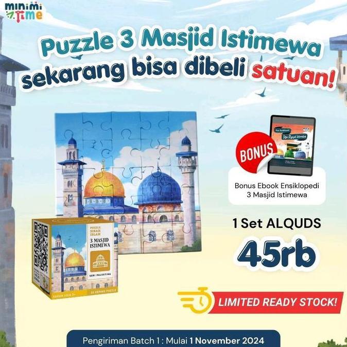 Mainan Edukasi Anak | Puzzle Sirah Islam : 3 Masjid Istimewa | Mekah Madinah Palestina |  Games Hadi
