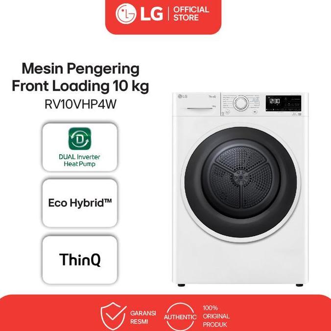 LG Mesin Pengering Front Loading 10kg - Dual Inverter Heatpump - Auto Cleaning Condenser - ThinQ - W