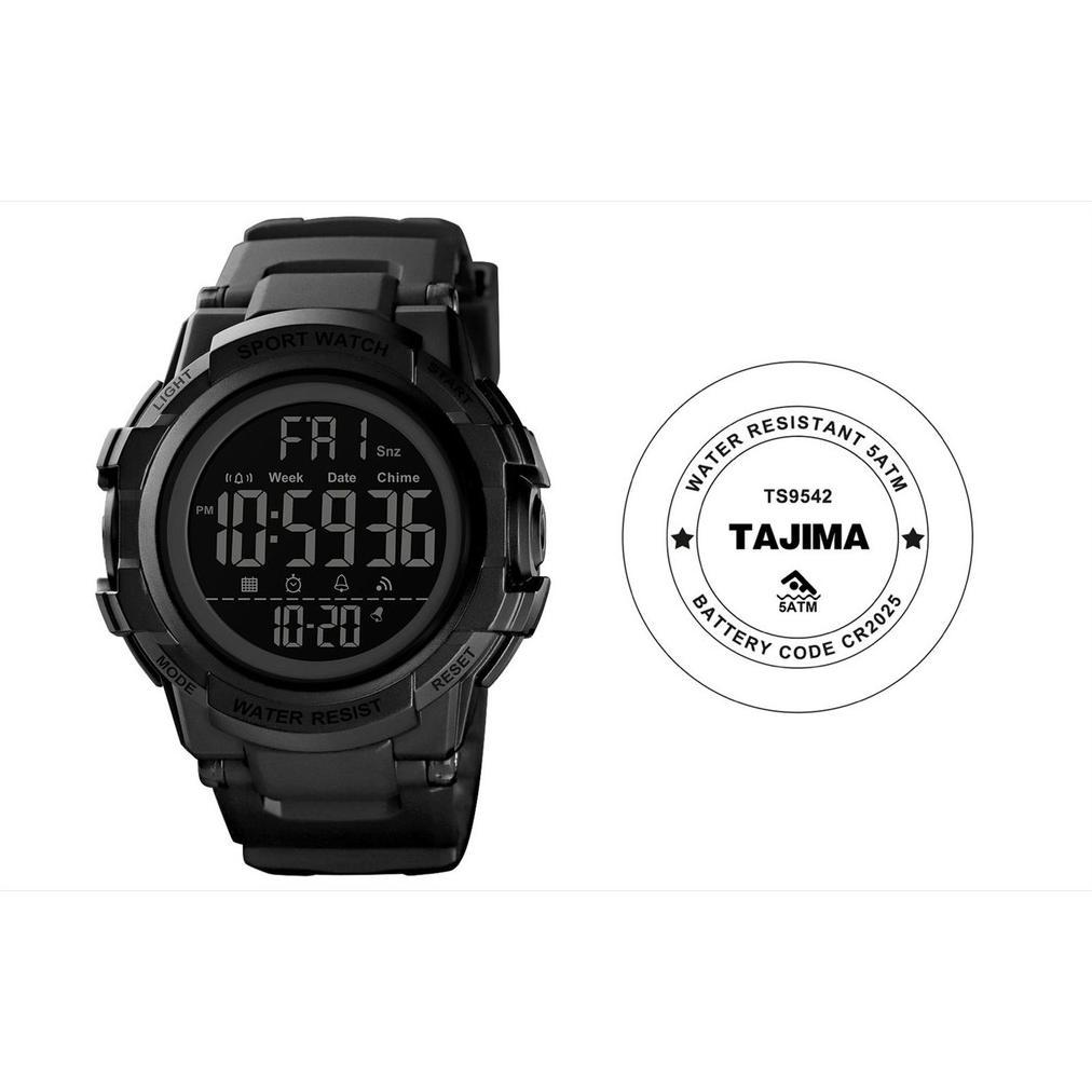 cuci gudang jam tangan digital pria tajima 9542 rubber strap water resist 5atm original