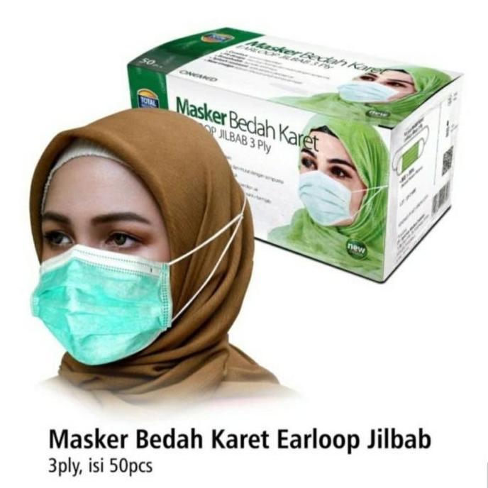 masker bedah karet hijab Onemed/masker medis hijab Onemed