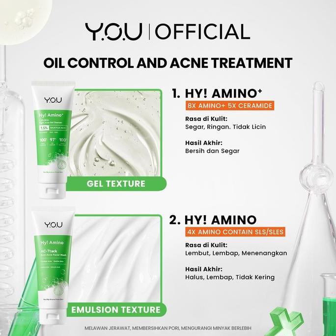 YOU Hy! Amino+ Plus Low pH Fight Acne Gentle Gel Cleanser Hy! Amino AC-Ttack Anti-Acne Facial Wash f
