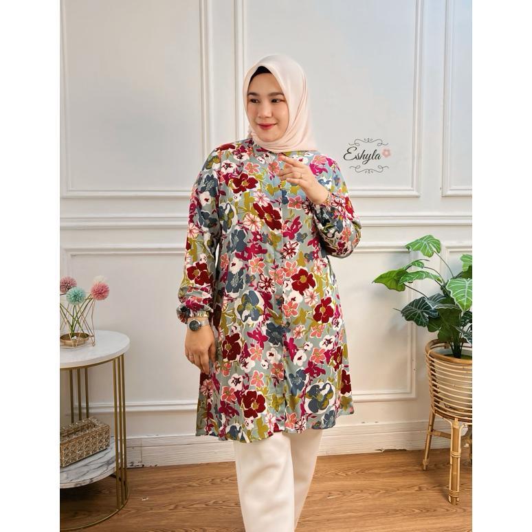 sale ESHYLA TUNIK MOTIF WANITA TERBARU KATUN RAYON PREMIUM OVERSIZE JUMBO