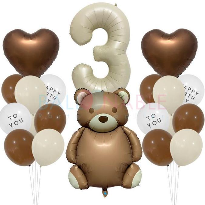 Paket Dekorasi Simple Bear Angka / BeruangAngka (PD265)