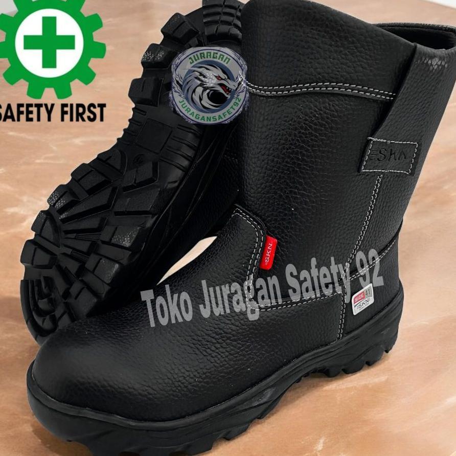 Sepatu Safety Sol Karet Anti Slip Mekanik Pabrik Proyek King Kulit Skn Shoes Septy Pria Wanita Skn