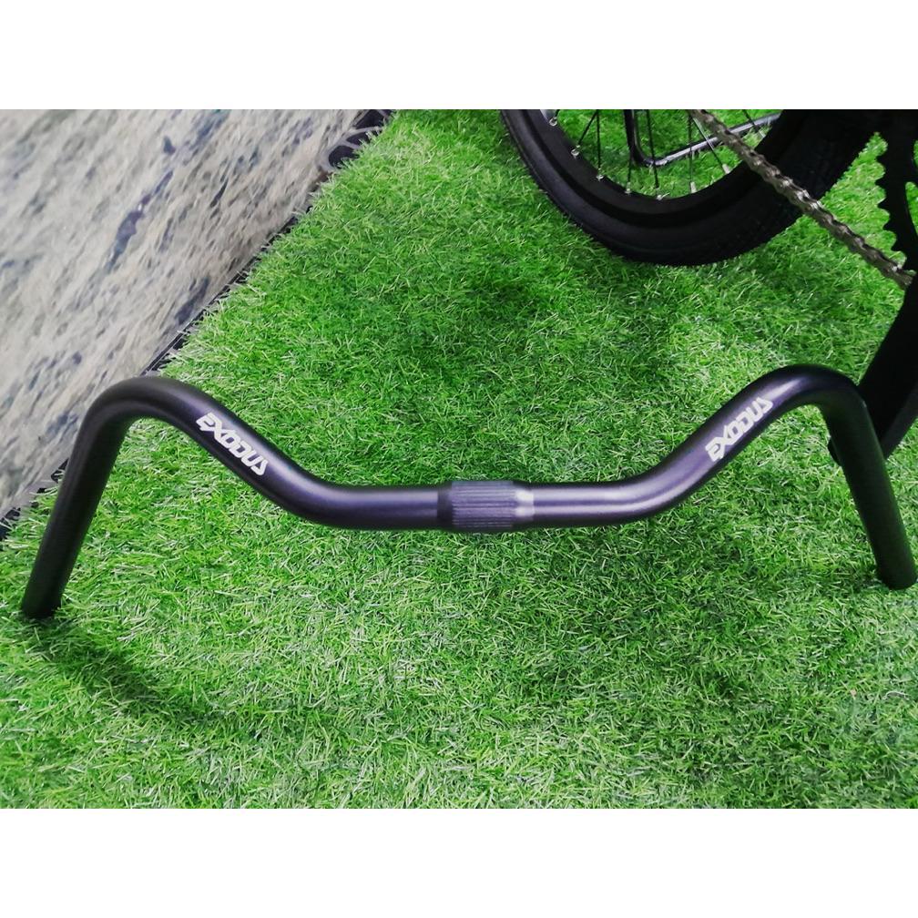 Handlebar / Setir / Stang Exodus Alloy Hitam  25.4Mm X 60Cm Model Kumis Untuk Sepeda Minion Minitrek