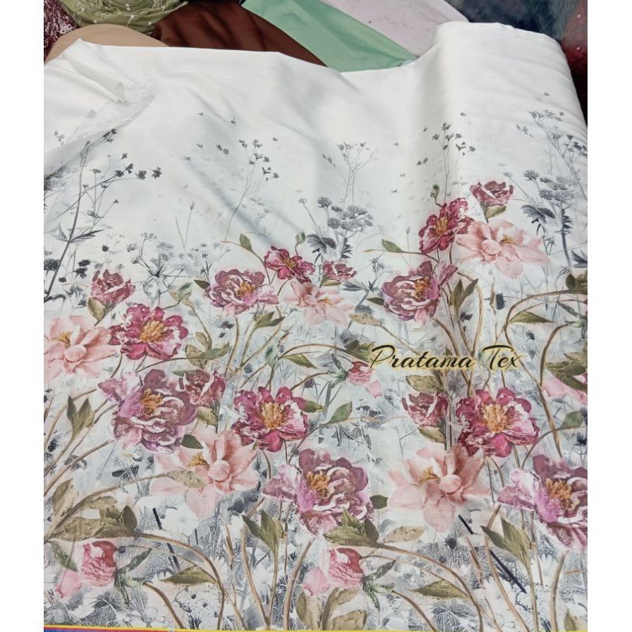 Bahan Kain Sutra/Kain Sutra Motif Bunga _Kain Dres,Gamis,Dll