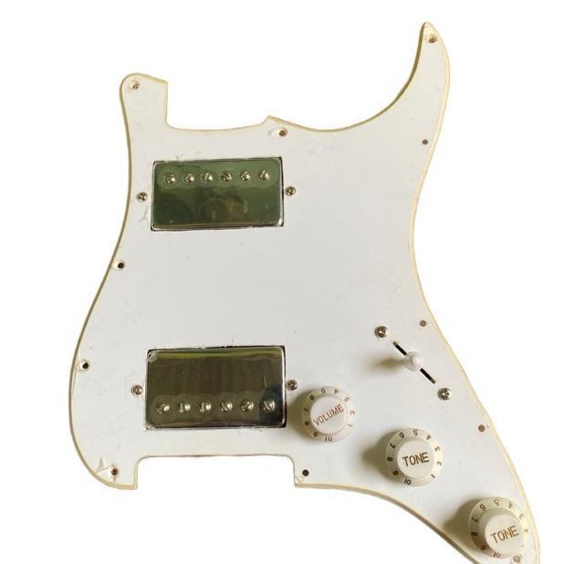 Pickguard Stratocaster Hh Dengan Pick Up Kaleng Les Paul/Gibson Chrome