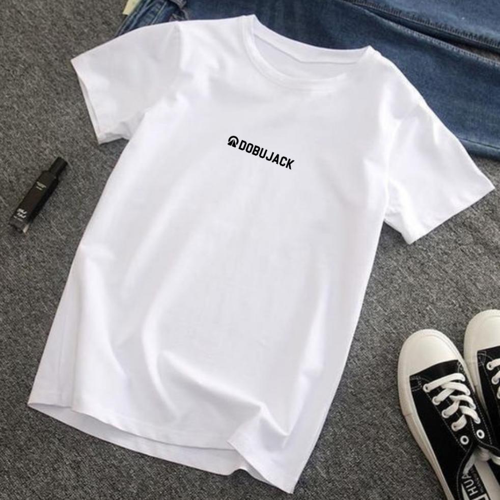 Dobujack T-Shirt Pria Casual  Premium / Baju Kaos Distro Contton Combed / Kaos Warna Putih Floking S