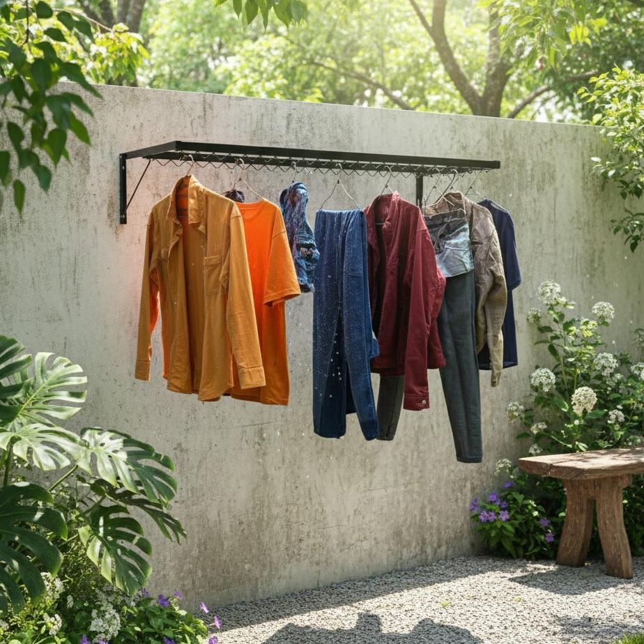 Jemuran Baju Tempel Dinding Praktis Bahan Besi / Jemuran Baju Dinding Panjang 100 Cm Dan 80 Cm