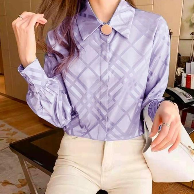 Korean Satin Blouse 3731/ Kemeja Satin Wanita Lengan Panjang Korea LJ