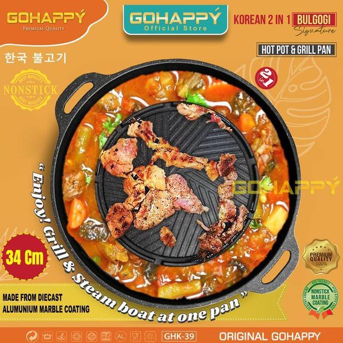 Sukiyaki Bulgogi Pan 2 in 1 MOOKATA Panci Grill Pan shabu shabu stein